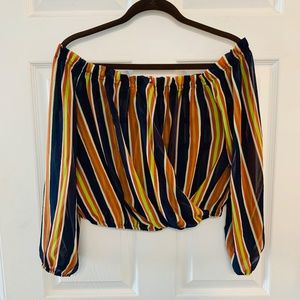 Women's Chiffon Off-ShoulderStriped Blouse